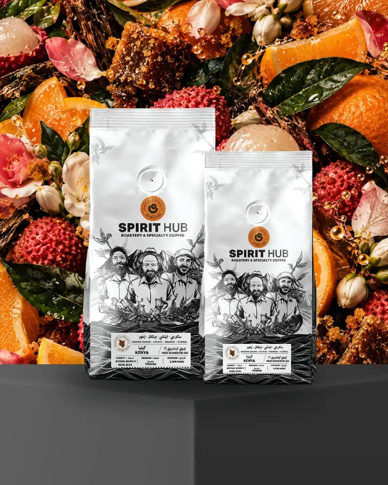 Kenya Inoi Kianderi AA filter coffee with orange, lychee, brown sugar and delicate floral notes